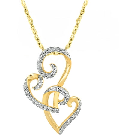 1/3 Carat T.W. Diamond 10kt Yellow Gold Double-Heart Pendant