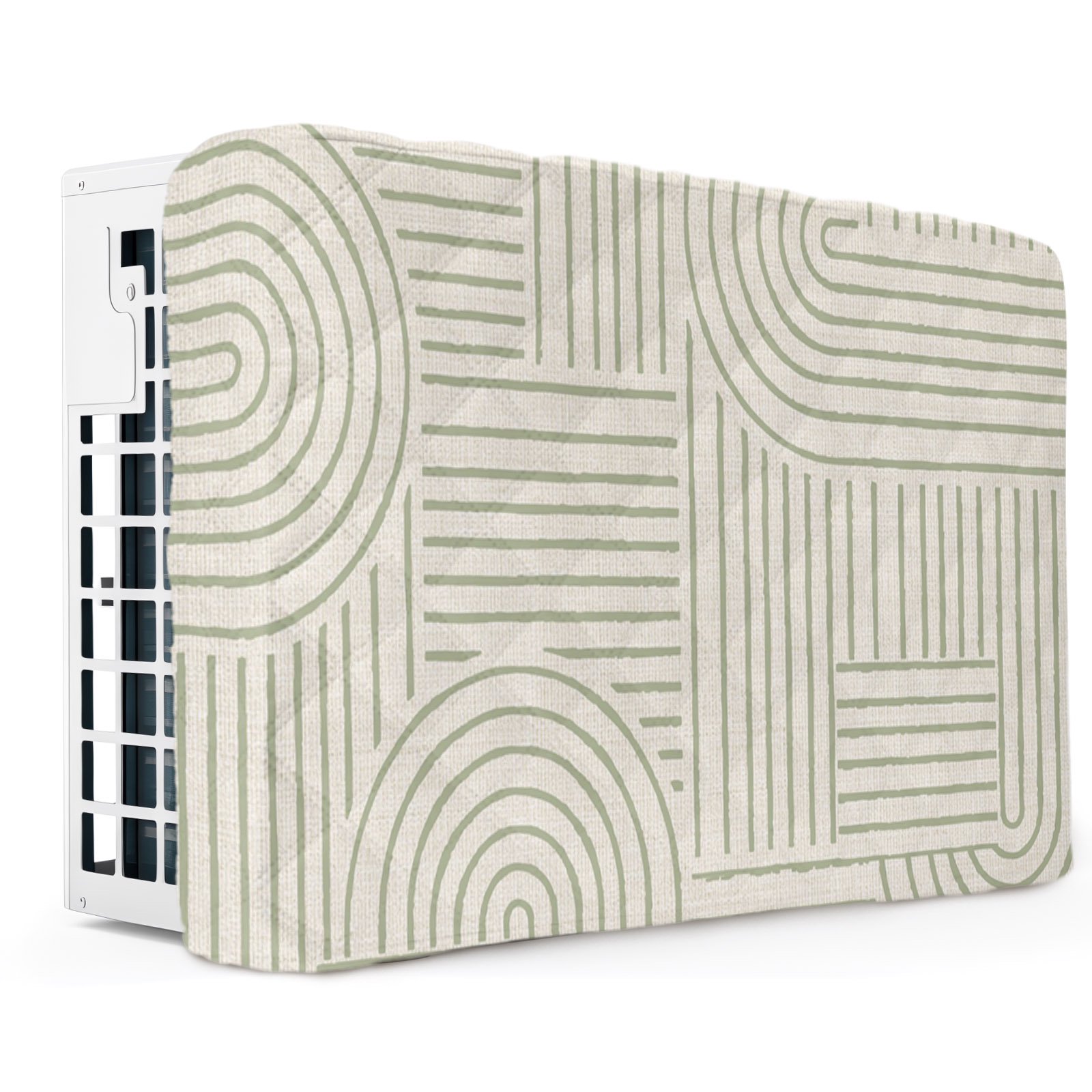 Sage Green Boho Indoor Air Conditioner Covers Double Insulation AC Unit Cover with Drawstring Abstract Geometric Curves Lines Modern Waterproof Window Air Conditioner Covers for Inside 25 x18 x3.5