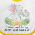 thumbnail image 4 of Inktastic I'll Never Forget That My Great Aunt Loves Me Cute Elephants Boys or Girls Baby Bib, 4 of 4