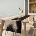 thumbnail image 2 of Cowhide Table Runner Black and White Milk Cow Western Style 3D Cow Fur Skin Texture Table Runner for Living Room Kitchen Dining Table Decoration 13x70in, 2 of 6