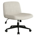 thumbnail image 3 of Walsunny Criss Cross Legged Home Office Vanity Desk Chair with Back & Wide Seat Armless with Wheels Swivel Padded Fabric Chair, White, 3 of 7