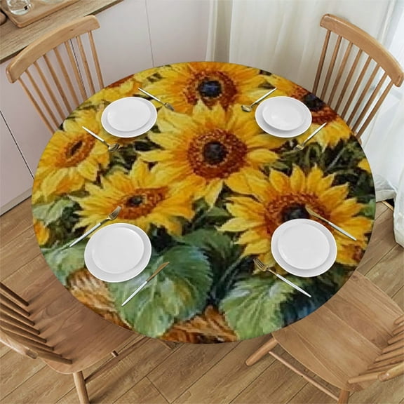 Patifu Round Tablecloth Stain-Resistant and Washable for Indoor Outdoor Restaurants Weddings Parties Waterproof Home Tablecloth 31"-35