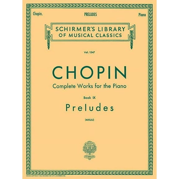 Preludes: Schirmer Library of Classics Volume 1547 Piano Solo, Arr. Mikuli (Paperback)