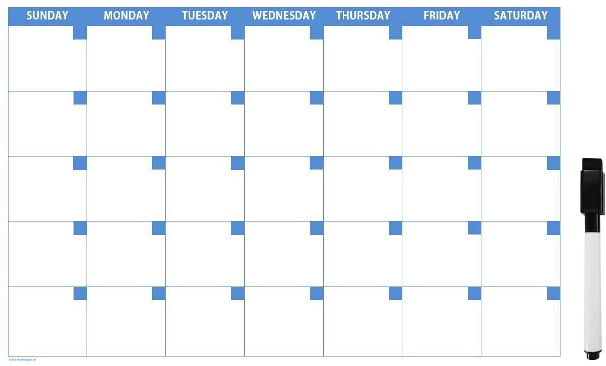 Monthly Dry Erase Magnetic Calendar - 11x17 Large - with Magnetic Marker -  Walmart.com