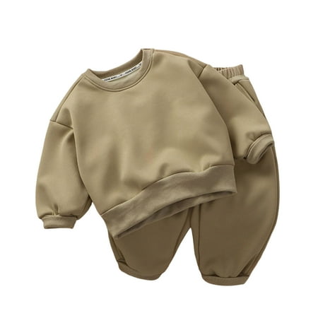 

Outfits for Boys Toddler Boys Girls Autumn And Winter Solid Color Long Sleeved Sweatshirt Tops And Pants 2PC Children s Suit