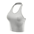 thumbnail image 3 of FashionMille Women's Regular Fit Sleeveless Ribbed Halter Crop Top, 3 of 5