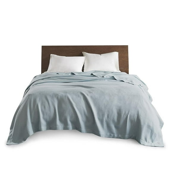 Pemberly Row 100 Percent Egyptian Cotton Solid Blanket in Light Blue