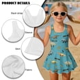 thumbnail image 6 of Xixirimido Dinosaurs Blue Print Girls Swimsuits One Piece Sleeveless Swimwear with Skirt Modest Bathing Suit with Built-in Shorts Beach Vacation Swim Dress, 12-13 Years, 6 of 7