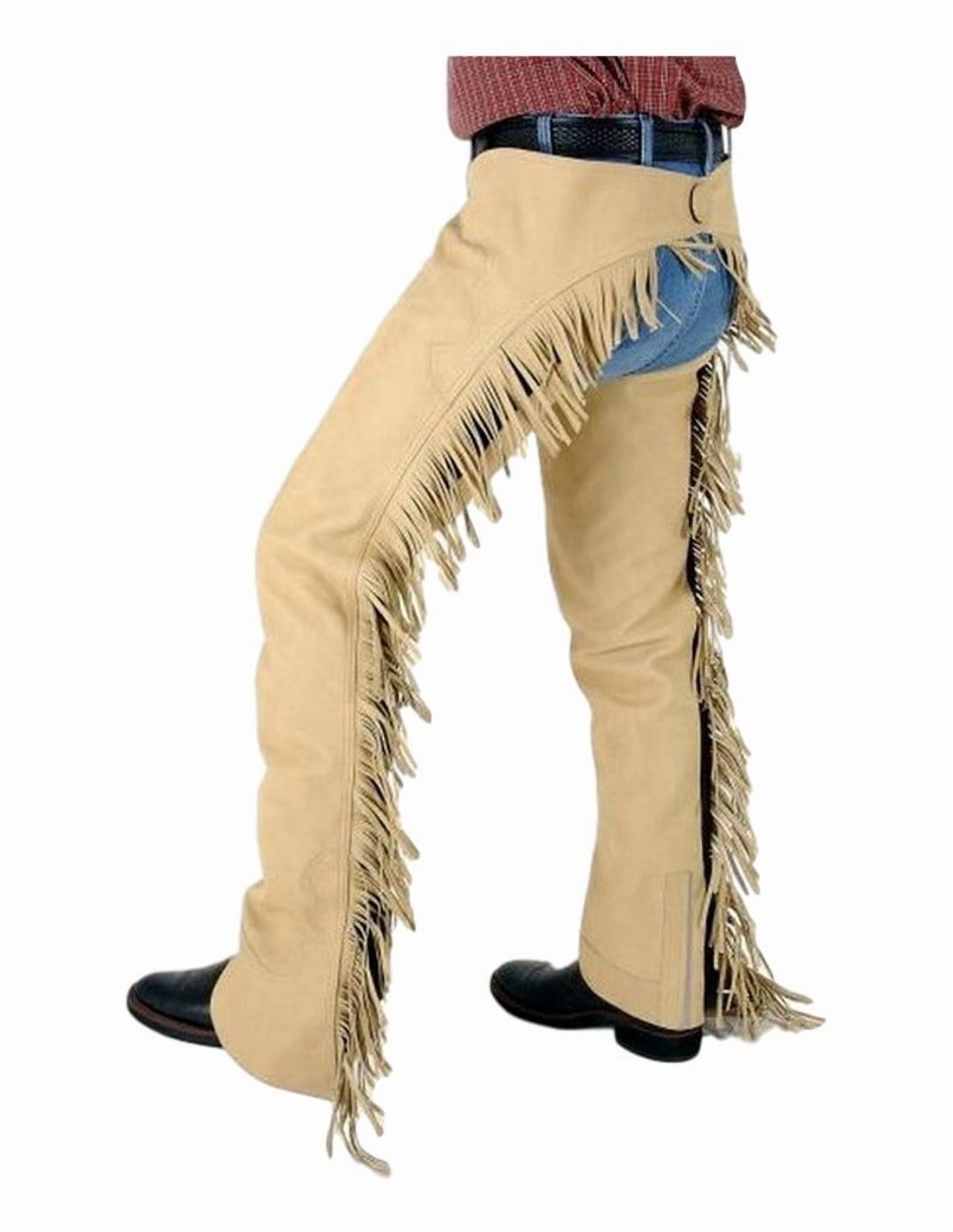 Tough 1 Western Chaps Adult Luxury Synthetic Adjustable XS Sand 63-325