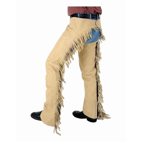 Tough 1 Western Chaps Adult Luxury Synthetic Adjustable M Sand 63-325