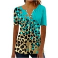 thumbnail image 2 of JTZGDY Dressy Tops for Women Trendy Plus Size Boho Floral Print Summer Tunic Shirts Loose Flowy Short Sleeve Button V Neck Ruched Pleated Tunic Tshirt Loose Oversized Casual Blouse Multicolor#21 L, 2 of 6