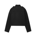 thumbnail image 3 of Womens Stand Collar Jackets Single Breasted Solid Color Button Pockets Cardigan Casual Vintage Stylish Fall Outwear (M, Black), 3 of 3