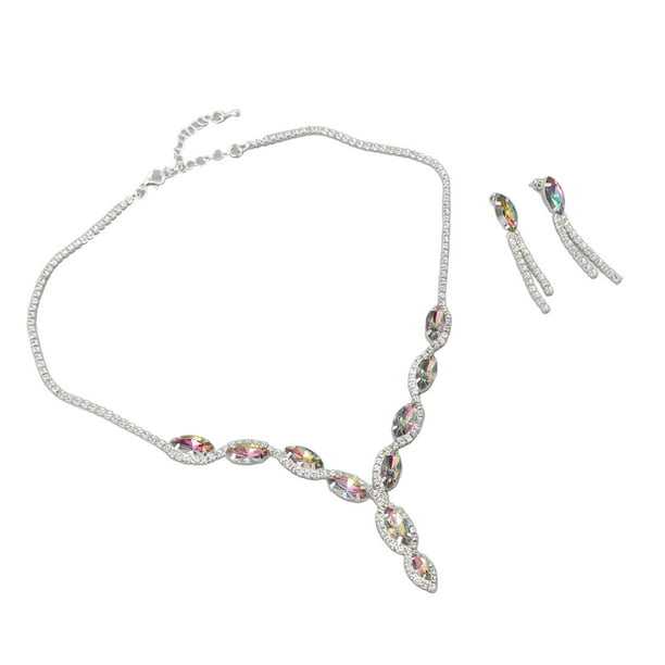Conjunto De Aretes Y Collar De Diamantes De Imitación, Conjunto De Joyería Nupcial Con Diamantes De Imitación, aleación Atemporal Para Fiesta