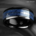 thumbnail image 4 of Tungsten Rings for Men Wedding Bands for Him Womens Wedding Bands for Her 8mm Arrow Dome Black Multidimensional Blue, 4 of 8
