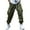 Army Green, variant on Men's Street Hip Hop Pants, Multi-Pocket Cargo Joggers with Drawstring Ankles, Casual Trousers