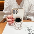 thumbnail image 3 of 6D Plating Astronaut Hidden Stand Case Cover for iPhone 12 Pro Max Women Astronaut Folding Bracket Kickstand iPhone Case with Camera Protector Soft TPU Shockproof Bumper 6.7 Inch - White, 3 of 6