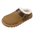 thumbnail image 6 of Slippers for Women Furry Lined Winter Clogs Trendy Buckle Strap Slip on House Shoes Antislip Platform Lug Sole Casual Slides Khaki Size 6.5, 6 of 6