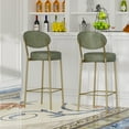 thumbnail image 2 of Knubmt Set of 2 Faux Leather Bar Stools with Golden Metal Legs, 29" Seat Height Upholstered Counter Stool for Kitchen, Bar, Dining Room, Green, 2 of 9