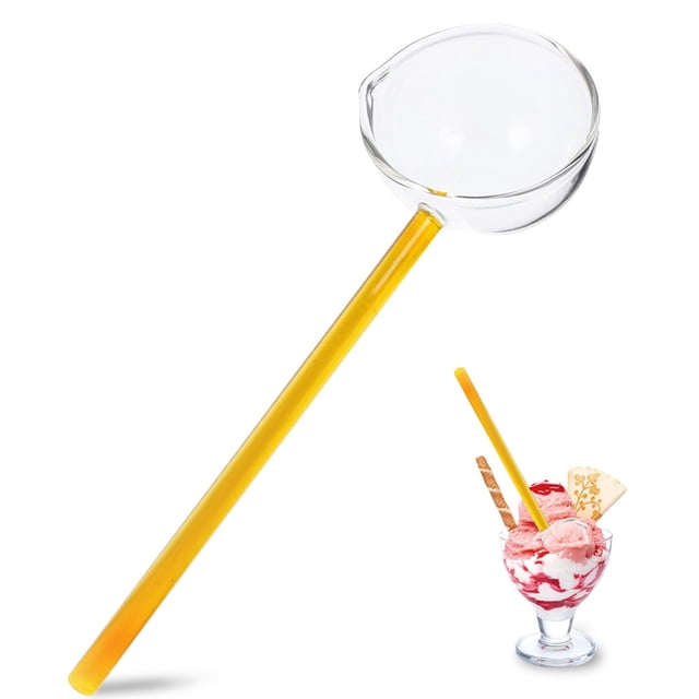 Cuchara de cristal para servir, cuchara para sopa, cuchara para postre, cuenco transparente