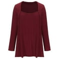 thumbnail image 4 of VNKIDY Plus Size Tops Autumn Winter Plus Size Knitted Ribbed Brushed Square Neck Long Sleeve Solid Color Casual Basic Shirt Blouse Leisure Tops, 4 of 6