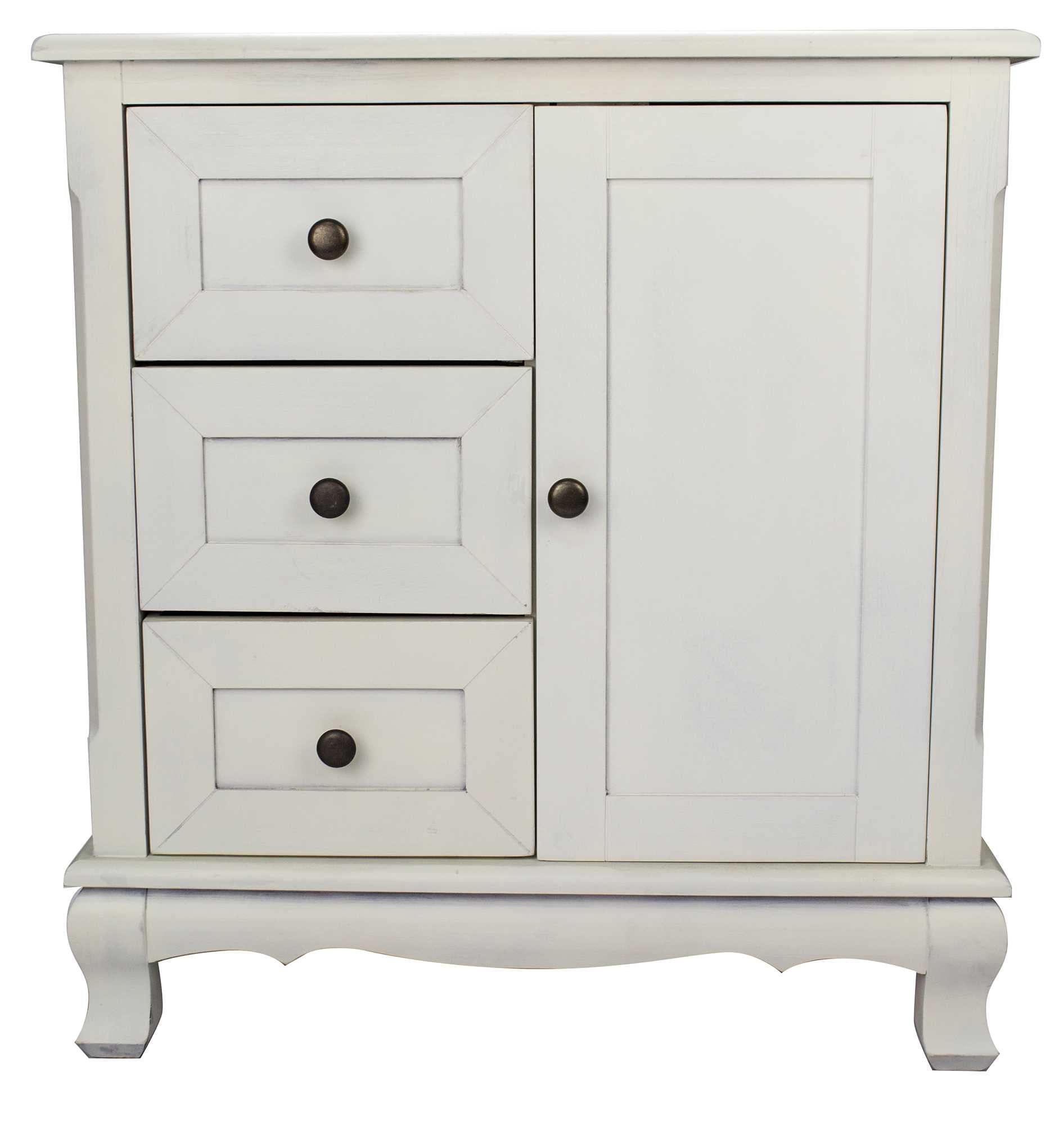 30' White Wood Accent with 3 Drawers and a Door