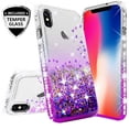 thumbnail image 1 of Compatible for Apple iPhone XR Case, with [Temper Glass Screen Protector] SOGA Diamond Glitter Liquid Quicksand Cover Cute Girl Women Phone Case for iPhone XR 6.1 [Cear/Purple], 1 of 5