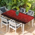 thumbnail image 2 of Ombre Red Geometric Table Cloths for 5 Foot Rectangle Tables, Modern Abstract Art Patio Waterproof Elastic Fitted Tablecloths, Washable Rectangular Table Cover for Camping, 2 of 8