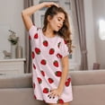 thumbnail image 3 of Goofa Strawberry Print Women’s Cotton Nightdress – Short-Sleeved Sleep Dress, Casual Loose-Fit Lounge Wear, Comfortable and Stylish Sleepwear for Women, 3 of 6