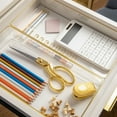 thumbnail image 6 of Martha Stewart Kerry 3 Pack Plastic Stackable Office Desk Drawer Organizers with Gold Trim, 12" x 6", 6 of 10