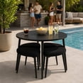 thumbnail image 4 of Mesa de Comedor Redonda de Madera con Bancos Tapizados y Acolchados de Estilo Moderno de Estructura Resistente Ideal para Optimizar Espacios - Mesa 90 cm y 4 Bancos + Kit de Armado, 4 of 8
