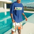thumbnail image 2 of VBTAPA Mens Hawaiian Short Sets 2025 Summer 2 Piece Outfits Oversized Drop Shoulder T Shirts and Shorts Tracksuit Sets with Pockets Limited Time Sales Blue XXXL, 2 of 6