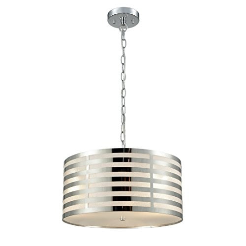 AXILAND Modern 3 Lights Drum Pendant Lighting Chrome Finish