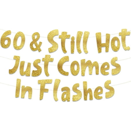 60th Birthday Gold Glitter Banner - Happy 60th Birthday Party Decorations