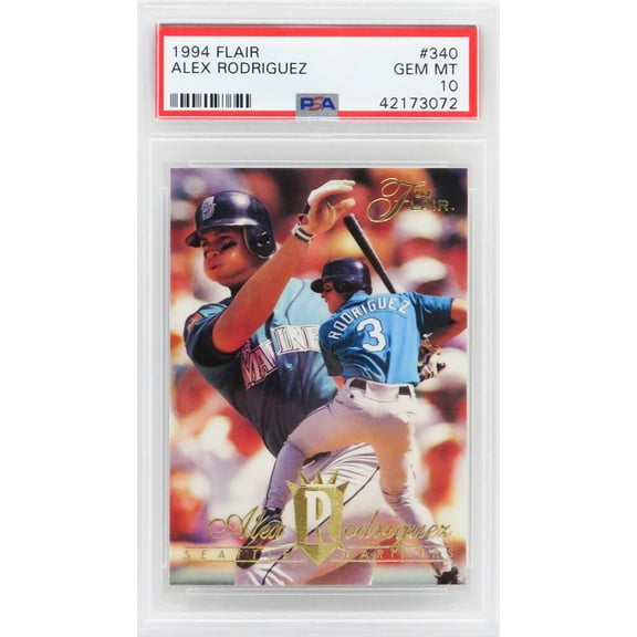Alex Rodriguez (Seattle Mariners) 1994 Flair Baseball #340 RC Rookie Card - PSA 10 GEM MINT (New Label)