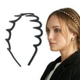 thumbnail image 2 of Unique Bargains 1 Pc Cute Big Wave Headbands for Women Frosted Black, 2 of 6