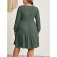 thumbnail image 3 of Cuteduck Women's Plus Size Fall Sweater Dress Long Sleeve Babydoll Dresses with Pocket, 1X-5X, 3 of 10