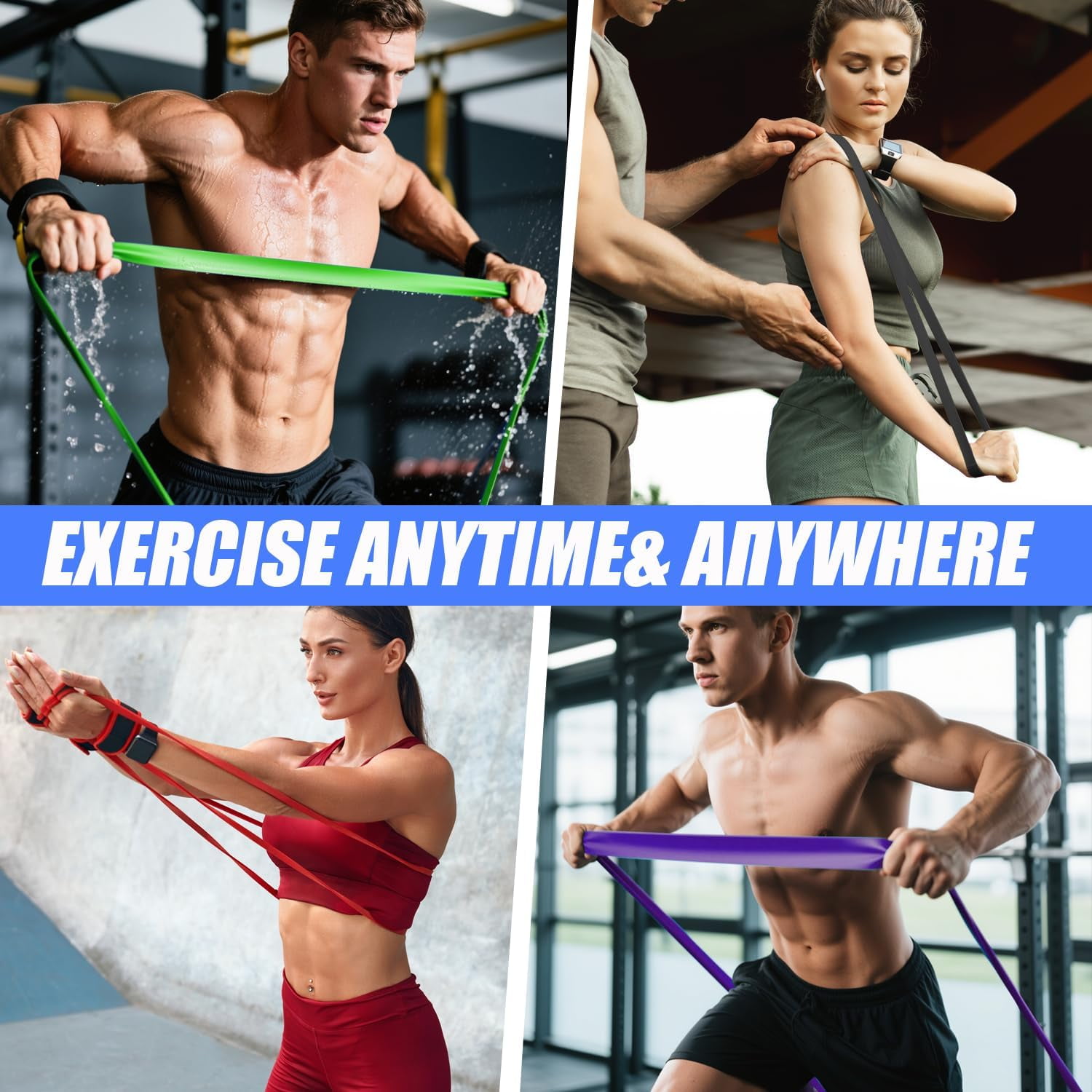 Resistance Bands,Pull Up Assist Bands Set with Handles, Exercise & Workout Bands with Door Anchor for Men & Women – Home Fitness Equipment for Strength Training, Stretching