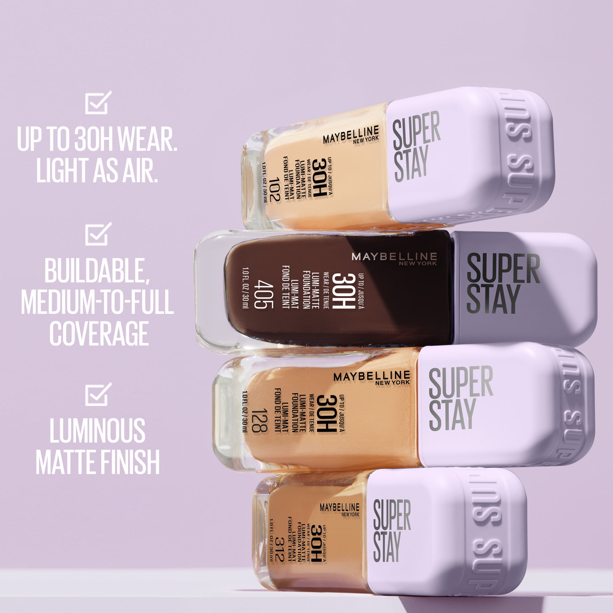 Maybelline New York Super Stay Lumi Matte Foundation, Buildable Longwear Foundation