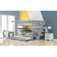 thumbnail image 3 of EUROCO Full over Full Bunk Bed with Twin Trundle Bed and Storage Shelves for Kids, Three Beds with Storage for Kids Teens Adults, Gray, 3 of 14