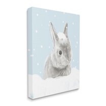 Stupell Industries Winter Rabbit in Snow Pile Forest Animal Animals & Insects Painting Gallery Wrapped Canvas Print Wall Art, 30 x 40