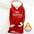 thumbnail image 2 of Feancey Fleece Pullover Hoodies for Women Letter Print Hooded Sweatshirts Winter Sherpa Lined Thermal Tops Loungewear Pajamas with Pockets Red S, 2 of 4