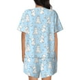 thumbnail image 3 of Bingfone Rabbit And Bird Print Pajamas Sets for Women Soft Short-Sleeved Pjs with Lounge Shorts Two Piece Sleepwear, 3 of 8