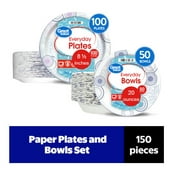 Great Value 8.5" Paper Plates and 20oz Paper Bowls Set