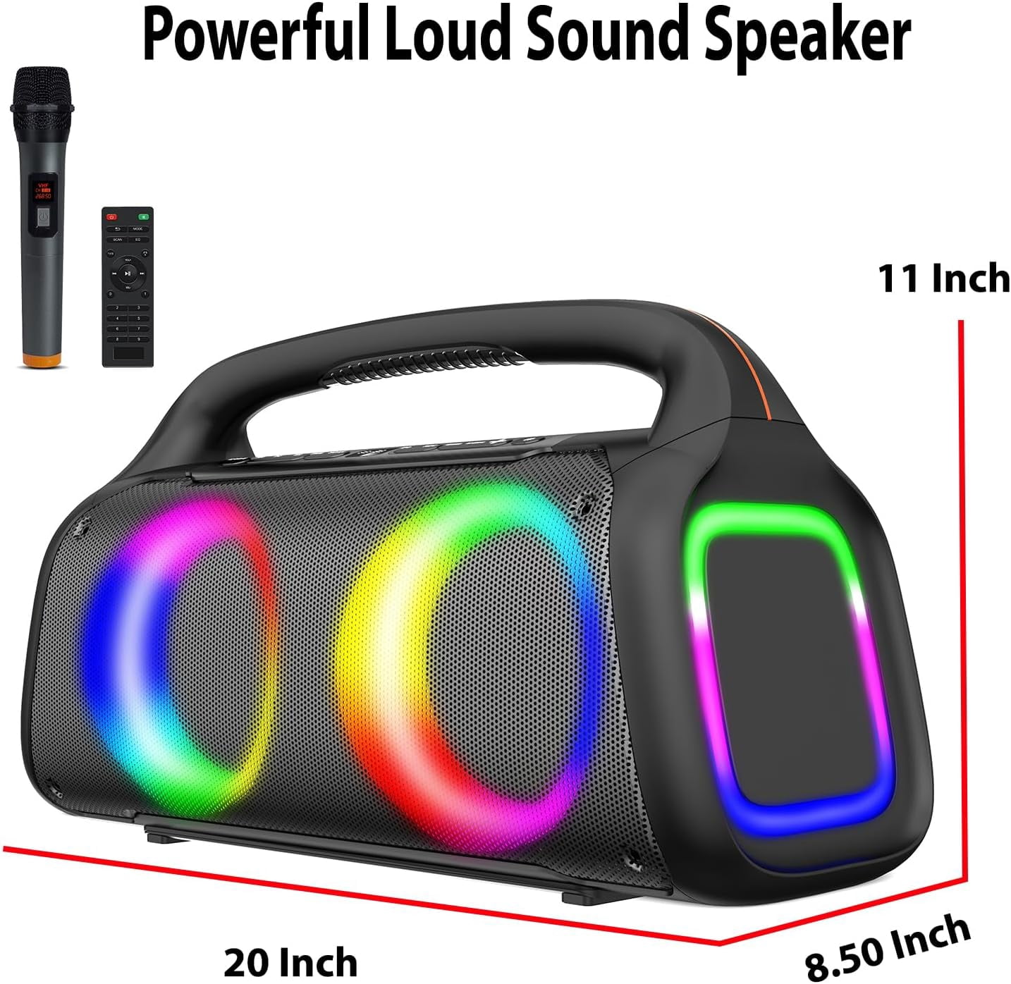 Boytone BT-61K Bluetooth Karaoke Machine Speaker System with LED DJ Lights, VHF Wireless Microphones, Remote Control, 60W Powerful Speaker, TF Card/USB, TWS, for Indoor/Outdoor Events