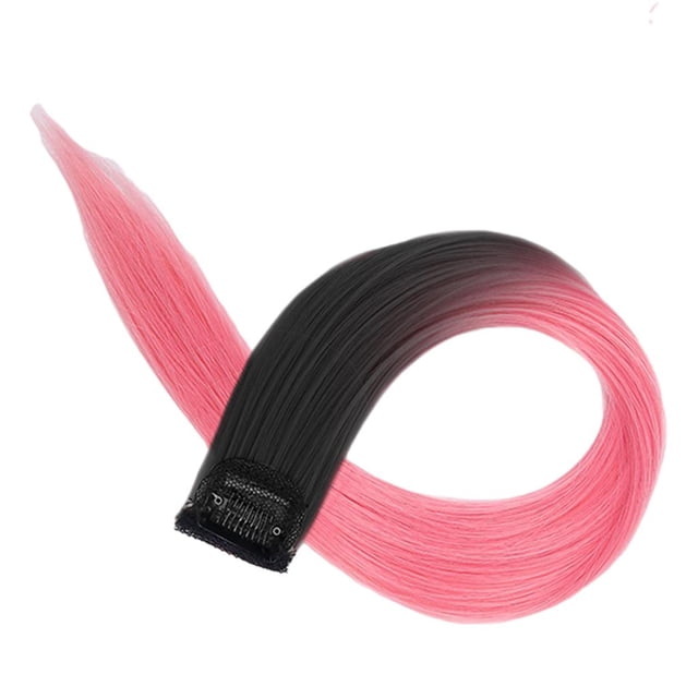 Peluca de cabello liso natural, pieza de cabello colorida sin rastro, extensión de clip para cabello. Establecer C