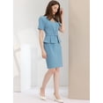 thumbnail image 3 of Vestido de oficina Allegra K Dos piezas Gris azul XS, 3 of 5