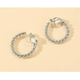 thumbnail image 3 of Trendy 1" clip on silver twisted hoop earrings, 3 of 5
