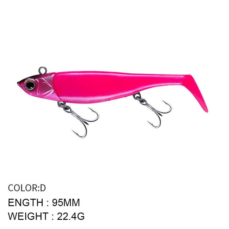 T Tail Silicone 95mm 110mm Fly Fishing Minnow Lure Soft Bass Bait Worm Lead Head Hook 95mm D, Size: 95 mm