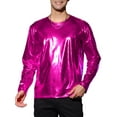 thumbnail image 1 of Camisetas de hombre INSPIRE CHIC de cuello redondo de manga larga brillante M color rojo rosa, 1 of 7