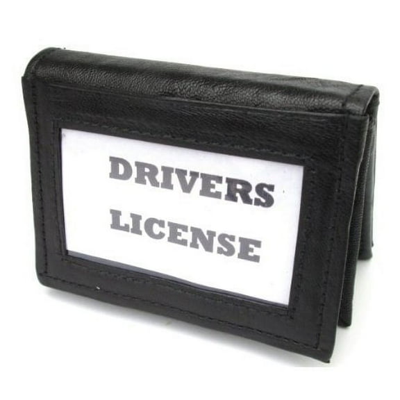 Mens Black Leather Credit Card Wallet Lamb Bifold 774